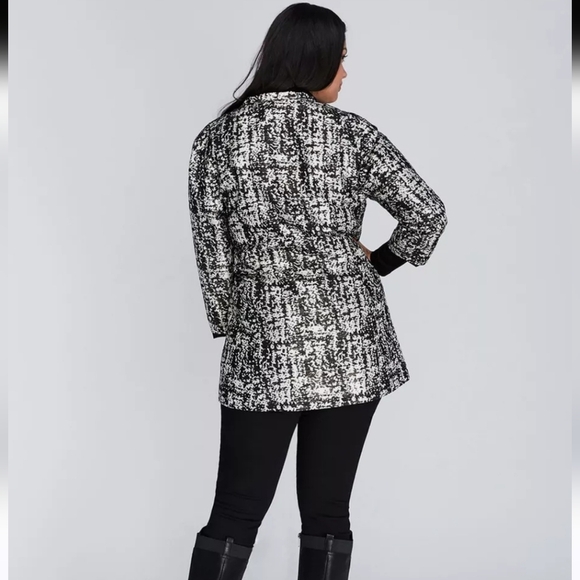 NEW LANE BRYANT PLUS SIZE BLACK & GOLD METALLIC JACQUARD JACKET - Picture 5 of 10